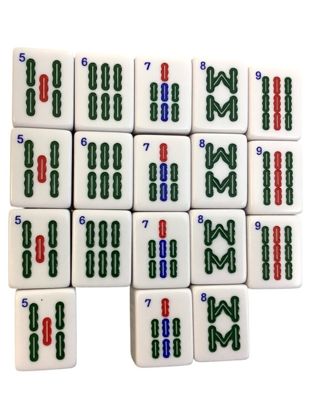 Mah Jong Tile Set With Green Backs 33 Tiles Bamboo & Characters Design Crafting - Picture 3 of 4